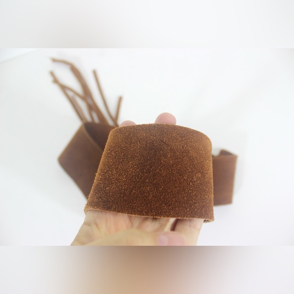 70’s Rust Brown Suede Leather Tie Belt with Long Fringe Small S M Medium Wide - Picture 6 of 6